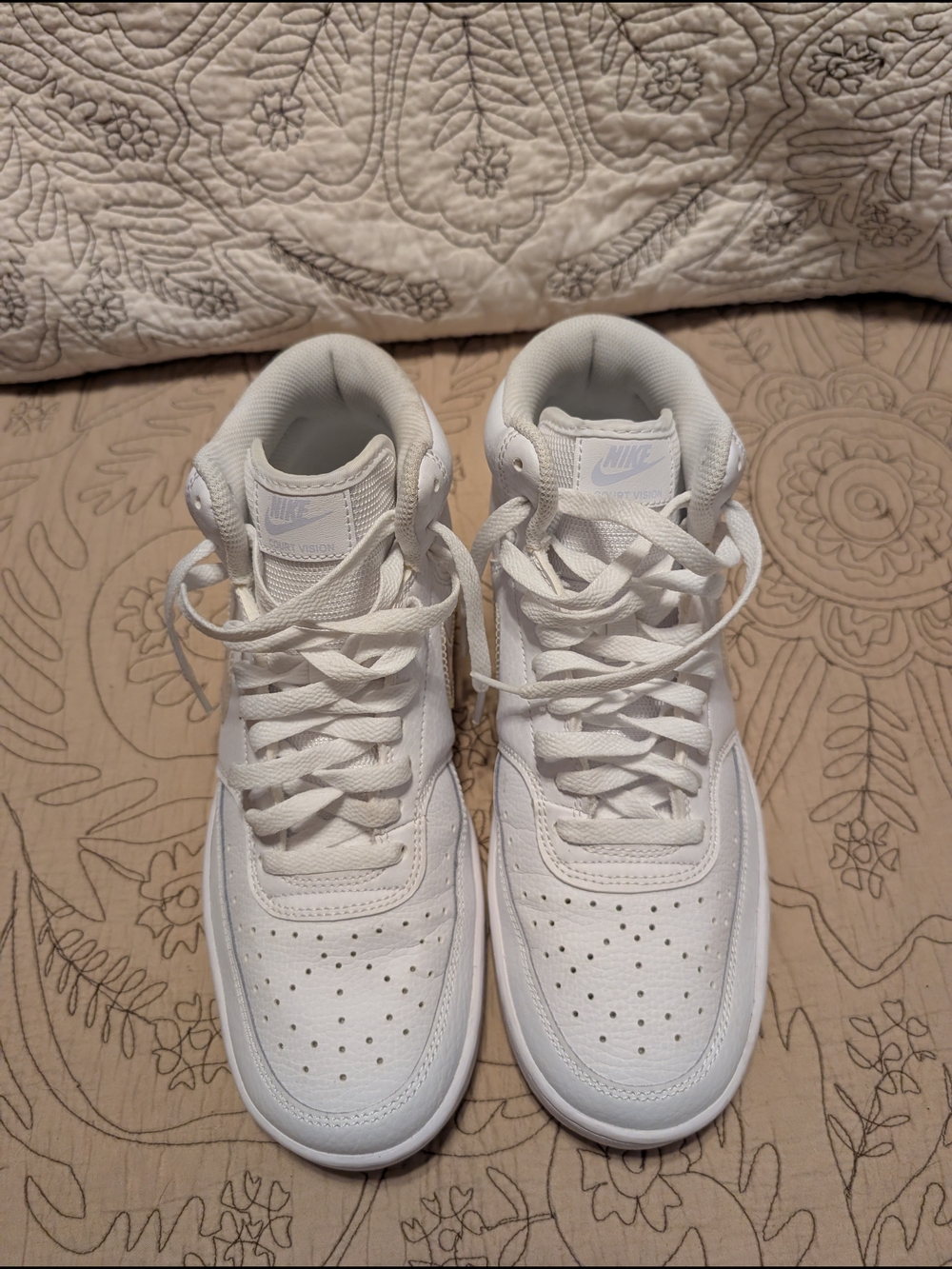 Nike Women's White High-Top Sneakers With Reflective Logo